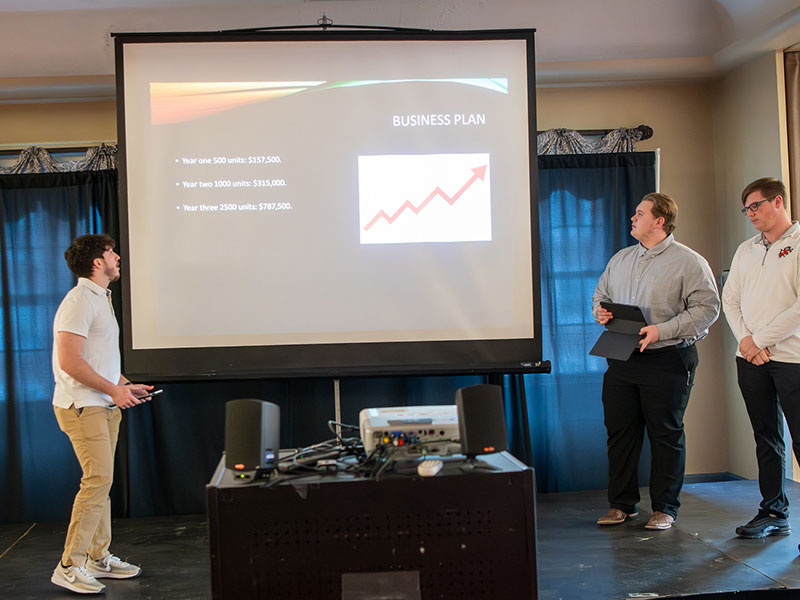 Students presenting business plan