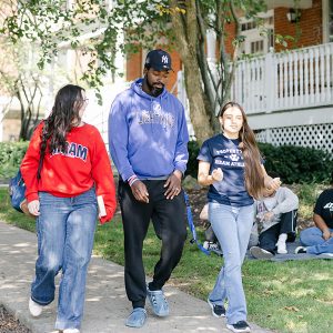 Students walking on campus